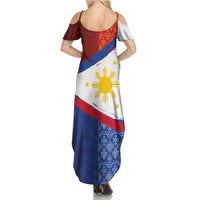 Philippines National Flag Day Summer Maxi Dress Polynesian and Yakan Tattoo Brush Style