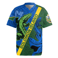 Solomon Island Crocodile and Shark Rugby Jersey Polynesian Pattern LT03 Blue - Polynesian Pride