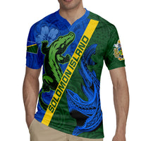 Solomon Island Crocodile and Shark Rugby Jersey Polynesian Pattern LT03 - Polynesian Pride