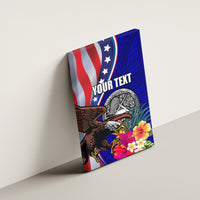 Personalised American Samoa and United States Canvas Wall Art Bald Eagle and Seal Hibiscus Polynesian Pattern