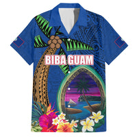 Guam Liberation Day 80th Anniversary Family Matching Long Sleeve Bodycon Dress and Hawaiian Shirt Palm Tree and Seal Artwork Hibiscus Polynesian Pattern