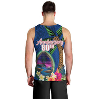 Guam Liberation Day 80th Anniversary Men Tank Top Palm Tree and Seal Artwork Hibiscus Polynesian Pattern
