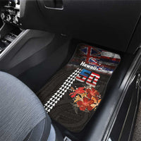 Hawaii Statehood Day Car Mats 50th state of the United States Kakau Tattoos and Hibiscus Grunge - Polynesian Pride