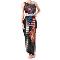Hawaii Statehood Day Family Matching Tank Maxi Dress and Hawaiian Shirt 50th state of the United States Kakau Tattoos and Hibiscus Grunge - Polynesian Pride
