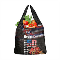 Hawaii Statehood Day Grocery Bag 50th state of the United States Kakau Tattoos and Hibiscus Grunge - Polynesian Pride