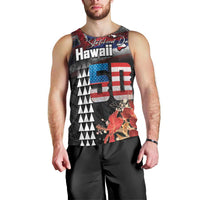 Hawaii Statehood Day Men Tank Top 50th state of the United States Kakau Tattoos and Hibiscus Grunge LT03 - Polynesian Pride