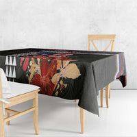 Hawaii Statehood Day Tablecloth 50th state of the United States Kakau Tattoos and Hibiscus Grunge - Polynesian Pride