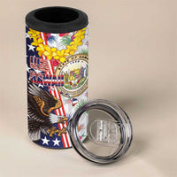 Hawaii and United States Together 4 in 1 Can Cooler Tumbler Seal of Hawaii and Bald Eagle - Polynesian Pride
