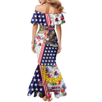 Hawaii and United States Together Family Matching Mermaid Dress and Hawaiian Shirt Seal of Hawaii and Bald Eagle LT03 - Polynesian Pride