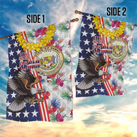 Hawaii and United States Together Garden Flag Seal of Hawaii and Bald Eagle - Polynesian Pride