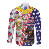 Hawaii and United States Together Long Sleeve Button Shirt Seal of Hawaii and Bald Eagle LT03 - Polynesian Pride