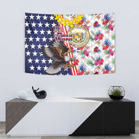Hawaii and United States Together Tapestry Seal of Hawaii and Bald Eagle - Polynesian Pride