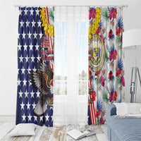 Hawaii and United States Together Window Curtain Seal of Hawaii and Bald Eagle - Polynesian Pride