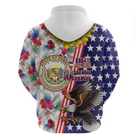 Hawaii and United States Together Zip Hoodie Seal of Hawaii and Bald Eagle - Polynesian Pride