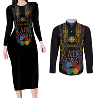 Philippines Kadayawan Festival Couples Matching Long Sleeve Bodycon Dress and Long Sleeve Button Shirt Polynesian Tribal Art Barong Style