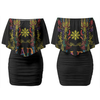 Philippines Kadayawan Festival Couples Matching Off Shoulder Short Dress and Hawaiian Shirt Polynesian Tribal Art Barong Style LT03 - Polynesian Pride