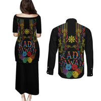 Philippines Kadayawan Festival Couples Matching Puletasi and Long Sleeve Button Shirt Polynesian Tribal Art Barong Style LT03 - Polynesian Pride
