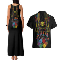 Philippines Kadayawan Festival Couples Matching Tank Maxi Dress and Hawaiian Shirt Polynesian Tribal Art Barong Style