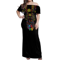 Philippines Kadayawan Festival Off Shoulder Maxi Dress Polynesian Tribal Art Barong Style LT03 Women Black - Polynesian Pride