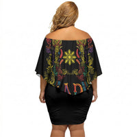 Philippines Kadayawan Festival Off Shoulder Short Dress Polynesian Tribal Art Barong Style LT03 - Polynesian Pride