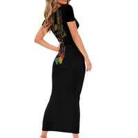 Philippines Kadayawan Festival Short Sleeve Bodycon Dress Polynesian Tribal Art Barong Style