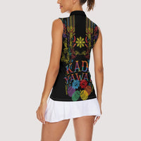 Philippines Kadayawan Festival Women Sleeveless Polo Shirt Polynesian Tribal Art Barong Style