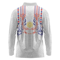 Philippines Barong Style Long Sleeve Polo Shirt Polynesian Kakau Art Tattoos with Tribal Filipino Sun
