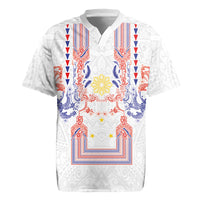 Philippines Barong Style Rugby Jersey Polynesian Kakau Art Tattoos with Tribal Filipino Sun