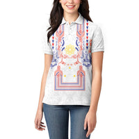 Philippines Barong Style Women Polo Shirt Polynesian Kakau Art Tattoos with Tribal Filipino Sun LT03 - Polynesian Pride