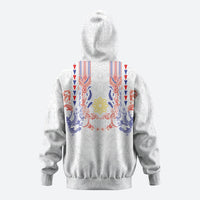 Philippines Barong Style Zip Hoodie Polynesian Kakau Art Tattoos with Tribal Filipino Sun