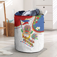 Philippines MassKara Festival Laundry Basket Smile Masks with Hawaiian Art Pattern and Tropical Plants