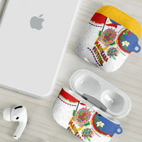 Philippines MassKara Festival AirPods Case Smile Masks with Hawaiian Art Pattern and Tropical Plants