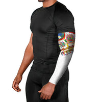 Philippines MassKara Festival Arm Sleeves Smile Masks with Hawaiian Art Pattern and Tropical Plants