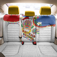 Philippines MassKara Festival Back Car Seat Cover Smile Masks with Hawaiian Art Pattern and Tropical Plants