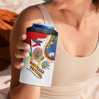 Philippines MassKara Festival 4 in 1 Can Cooler Tumbler Smile Masks with Hawaiian Art Pattern and Tropical Plants
