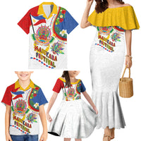 Philippines MassKara Festival Family Matching Mermaid Dress and Hawaiian Shirt Smile Masks with Hawaiian Art Pattern and Tropical Plants LT03 - Polynesian Pride