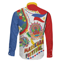 Philippines MassKara Festival Family Matching Short Sleeve Bodycon Dress and Hawaiian Shirt Smile Masks with Hawaiian Art Pattern and Tropical Plants LT03 Son's Shirt Multicolor - Polynesian Pride