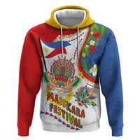 Philippines MassKara Festival Hoodie Smile Masks with Hawaiian Art Pattern and Tropical Plants