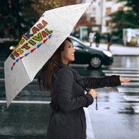 Philippines MassKara Festival Umbrella Smile Masks with Hawaiian Art Pattern and Tropical Plants LT03 - Polynesian Pride