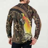 Papua New Guinea and Indonesia Batik Button Sweatshirt Bird of Paradise with Tribal Batik Patterns LT03 - Polynesian Pride