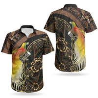 Papua New Guinea and Indonesia Batik Couples Matching Long Sleeve Bodycon Dress and Hawaiian Shirt Bird of Paradise with Tribal Batik Patterns LT03 - Polynesian Pride