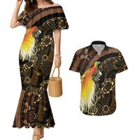 Papua New Guinea and Indonesia Batik Couples Matching Mermaid Dress and Hawaiian Shirt Bird of Paradise with Tribal Batik Patterns LT03 Multicolor - Polynesian Pride
