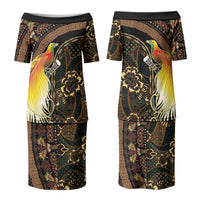 Papua New Guinea and Indonesia Batik Couples Matching Puletasi and Hawaiian Shirt Bird of Paradise with Tribal Batik Patterns LT03 - Polynesian Pride
