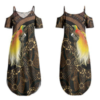 Papua New Guinea and Indonesia Batik Couples Matching Summer Maxi Dress and Hawaiian Shirt Bird of Paradise with Tribal Batik Patterns LT03 - Polynesian Pride