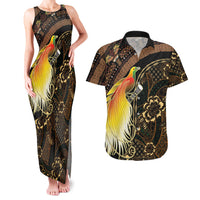 Papua New Guinea and Indonesia Batik Couples Matching Tank Maxi Dress and Hawaiian Shirt Bird of Paradise with Tribal Batik Patterns LT03 Multicolor - Polynesian Pride