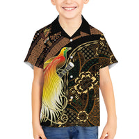 Papua New Guinea and Indonesia Batik Family Matching Summer Maxi Dress and Hawaiian Shirt Bird of Paradise with Tribal Batik Patterns LT03 Son's Shirt Multicolor - Polynesian Pride