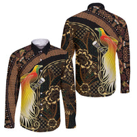 Papua New Guinea and Indonesia Batik Family Matching Tank Maxi Dress and Hawaiian Shirt Bird of Paradise with Tribal Batik Patterns LT03 Dad's Shirt - Long Sleeve Multicolor - Polynesian Pride