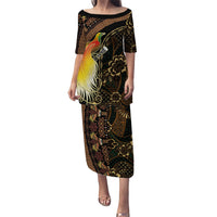 Papua New Guinea and Indonesia Batik Puletasi Bird of Paradise with Tribal Batik Patterns LT03 Long Dress Multicolor - Polynesian Pride