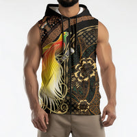 Papua New Guinea and Indonesia Batik Sleeveless Zip Hoodie Bird of Paradise with Tribal Batik Patterns