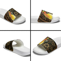 Papua New Guinea and Indonesia Batik Slide Sandals Bird of Paradise with Tribal Batik Patterns